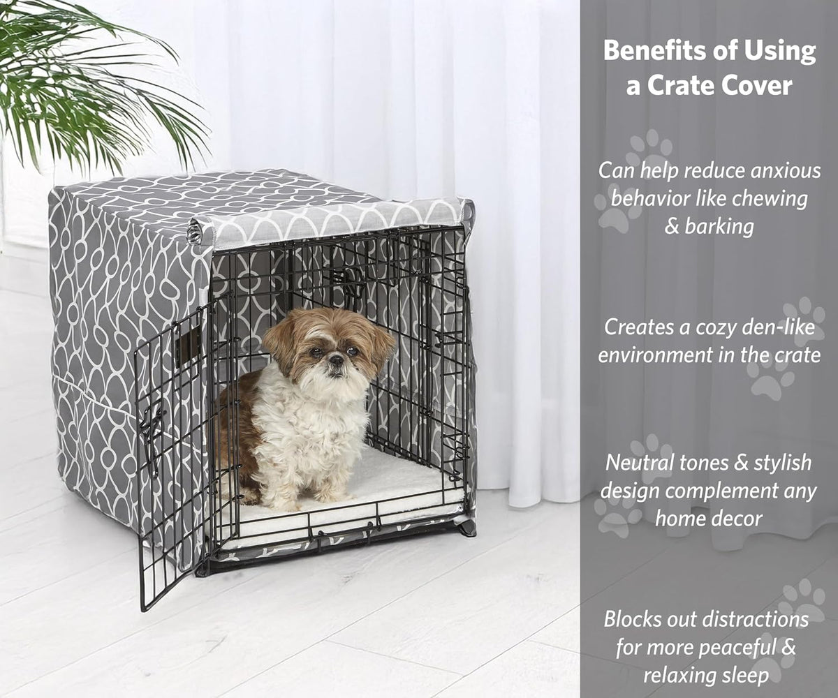 MidWest Homes for Pets Medium Dog Crate Cover - Gray Geometric Pattern / Fits 24 Inch Crate - image 2