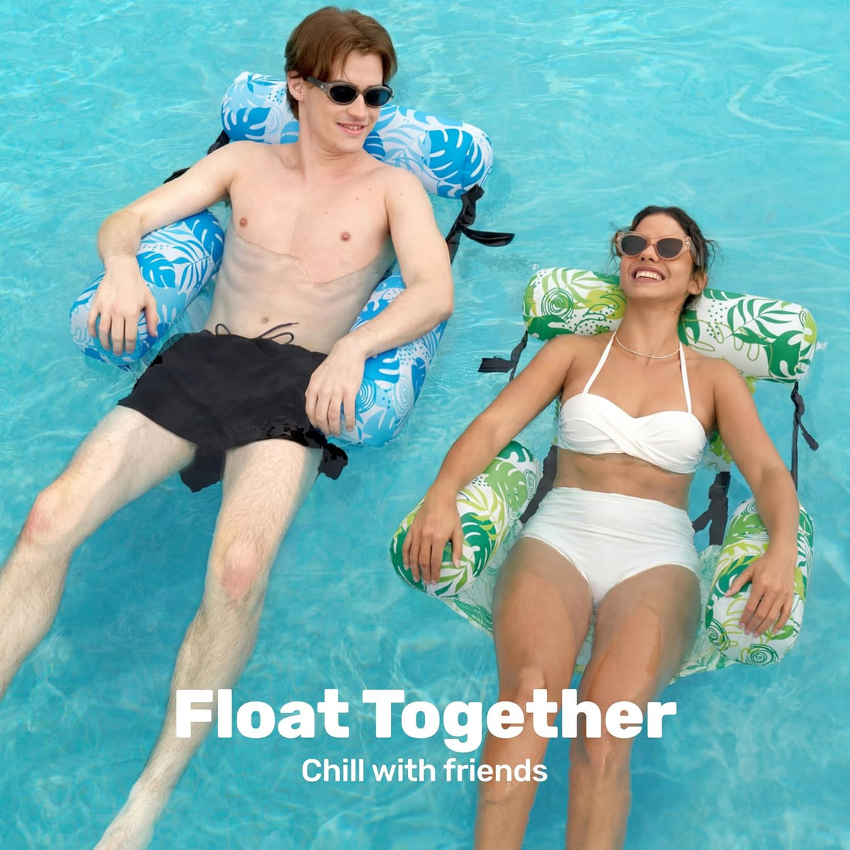 SLOOSH Inflatable Pool Floats Adult - Green,Blue-Summer Leaves - image 3