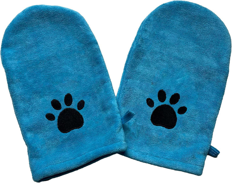 Penny & Niko Microfiber Pet Towel Mitts - Standard - 2 pack / blue