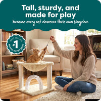 FurHaven 69.3" Tall Cat Scratching Post Tower for Indoor Cats - Cat Tower / Plush Hammock Playground (Cream) - image 2