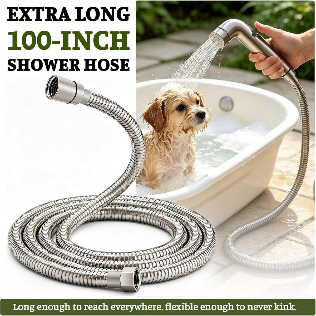 Dog Shower Attachment Metal - Gray / 3/4" Outdoor Faucet Adapter - image 4