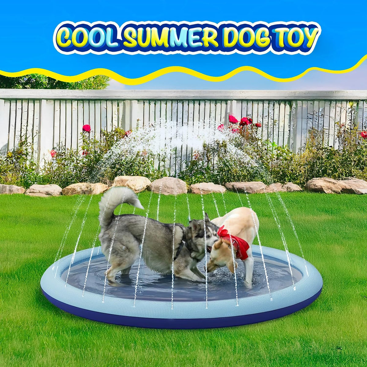 COMMOUDS 67 inch non-slip splash pad sprinkler for kids and dogs - view 15