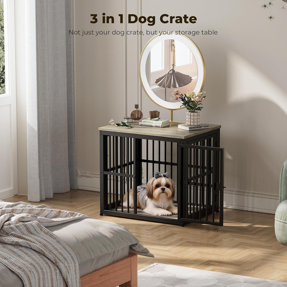 Lyromix 48'' XXL Dog Crate Furniture with 3 Doors for Large Dogs – Essentials for Dogs - Ancient gray / 26.9"L x 20.9"W x 24.0"H - image 4