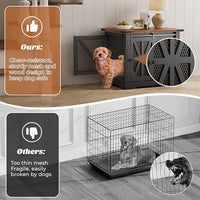 VOPEAK 27.5" Small Dog Crate Furniture, Chew Resistant Dog Crate for Puppy Dogs, Heavy Duty Small Dog Crate Dog Kennel Indoor with Double Doors, Wooden End Table for Bedroom Living Room, Black