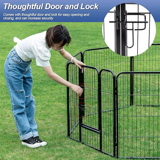 BestPet Dog Playpen Indoor 40 inch 32 Panels Metal Dog Pen Pet Dog Fence Outdoor Exercise Pen with Doors,Pet Puppy Playpen for RV Camping Yard, Black