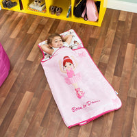 EVERYDAY KIDS Born to Dance Ballerina toddler nap mat with removable pillow and attached blanket - view 2