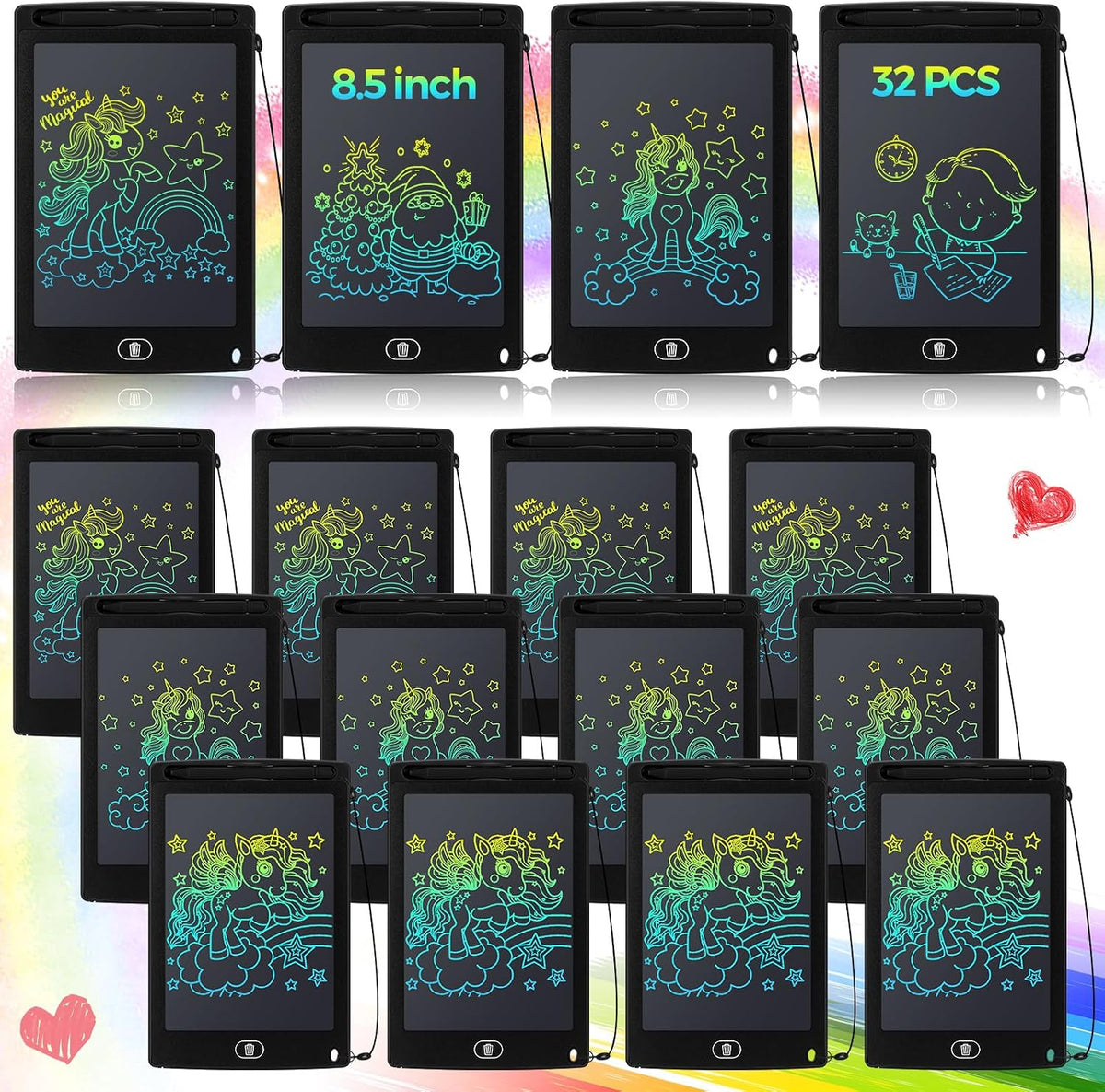 Zhehao LCD writing tablets for kids, 32 colorful 8.5 inch erasable doodle boards - view 6