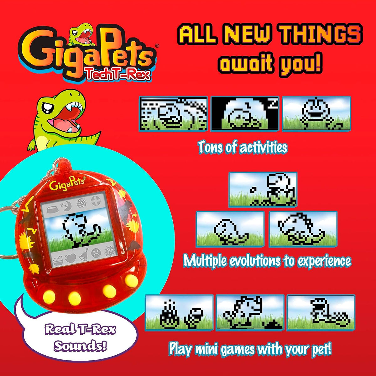 Giga Pets Interactive Digital Pet Toy, Boys & Girls, Ages 6+ - T-rex - image 4