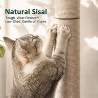 40" Cat Scratching Post, Natural Sisal Rope Cat Scratcher Tree – Essentials for Cats - Monstera Leaf - image 4