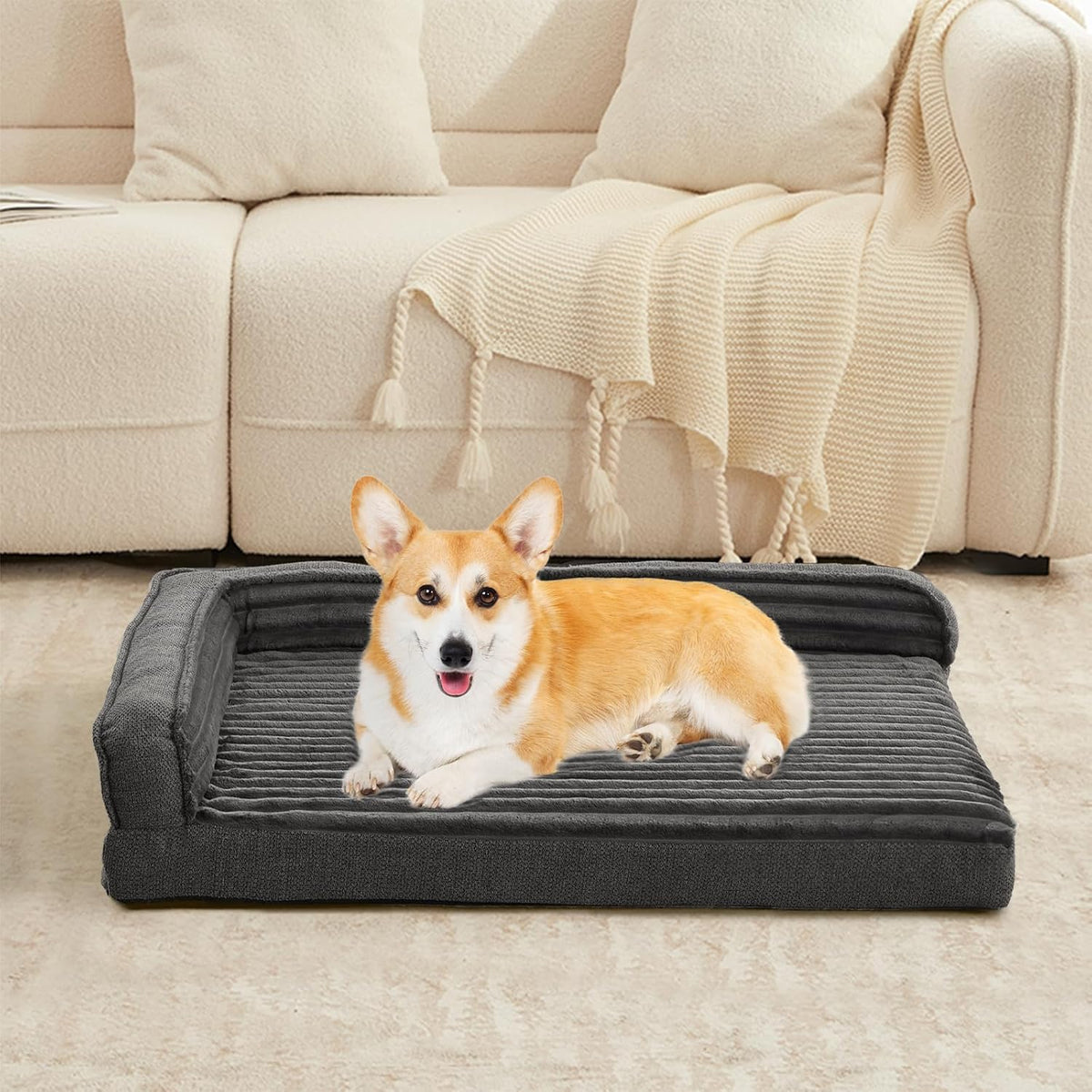 Orthopedic Dog Bed for Large Dogs - 30"L x 20"W x 6"Th / Dark Gray - image 2