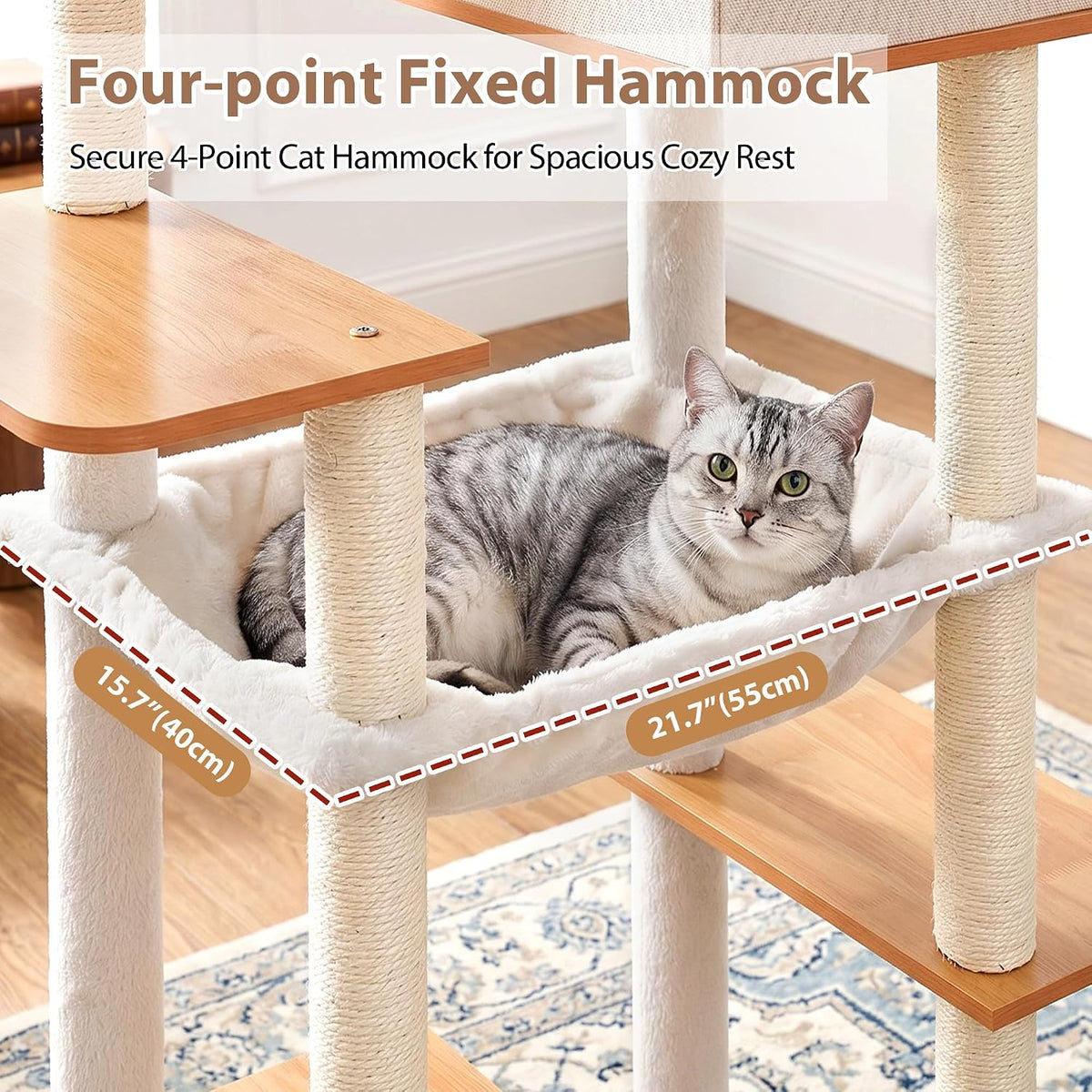 Modern Cat Tree, 76'' Tall Cat Tower, 3 Big Platform GCT103WB - Earth Brown / 75.98 inches - image 4