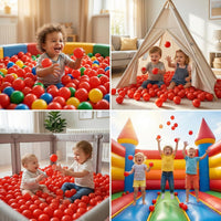 Clear Ball Pit Balls - Crush Proof Plastic Toy Balls for Boys and Girls – Fun for Kids & Family - 200 PACK / Red - image 3