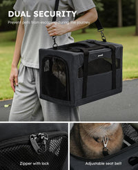 Pecute Cat Carrier Stable, Pet Carrier with Privacy Partition - Dark Gray Regular / 16.9"L x 11.0"W x 11.0"H - image 4