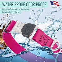 Dogline Biothane Waterproof Dog Collar with Herm Sprenger Stainless Steel Quick Release Buckle – Heavy Duty Tactical Durable Collar for Dogs – Comfortable and Safe Pet Collar, W 3/4" L 12-19", Magenta