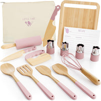 ZICOTO wooden kids cooking and baking set with knives, rolling pin, whisk and spatulas in sage - view 2