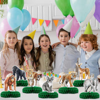 Yeaqee 12 safari animal honeycomb centerpieces with giraffe and monkey - view 6
