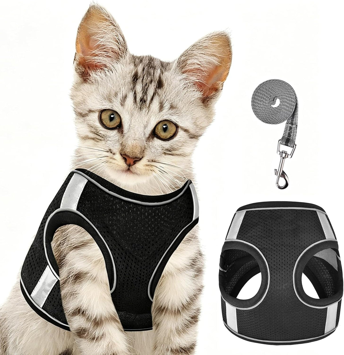 Cat Harness and Leash Set - black-2 / Large(chest:16''-20'')