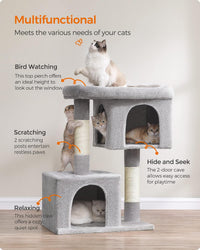 Feandrea Cat Tree, Plush Kitten Condo - XL (26.8"L x 18.9"W x 40.6"H) / Light Gray - image 4