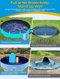 VISTOP Extra Large Foldable Dog Pool XXL - 4XL- 87" x 16" / Blue - image 3