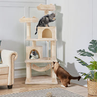 Yaheetech 62.5in Cat Tree with 2 Cat-Ear Perches & 2 Condos - 62.5in / Beige - image 2