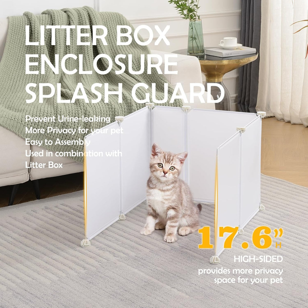 MEEXPAWS Cat Litter Box Enclosure, Splash Guard - XL - L27.9"×W21.5"×H17.6" - image 2