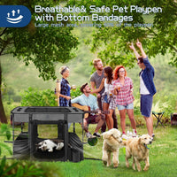 ROMANTIC BEAR Dog Playpen, Foldable Pet Puppy Cat Playpen, L - Grey / Large(40"x32"x24") - image 3