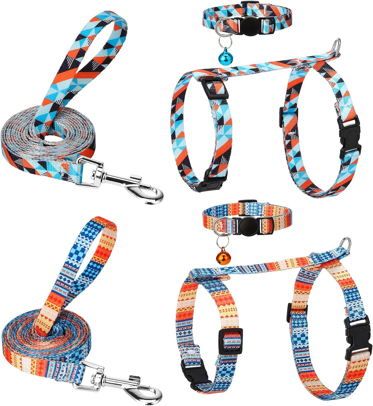 2 Pack Cat Harness and Leash with Collar Set - Bohemia