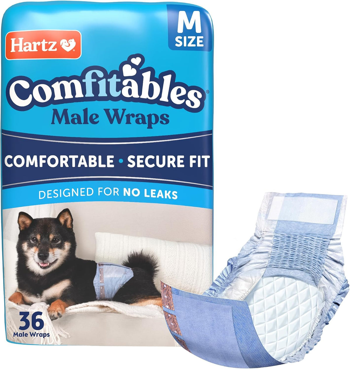 Hartz Comfitables Disposable Male Dog Wraps Stretchy Waistband - Value Pack / Medium