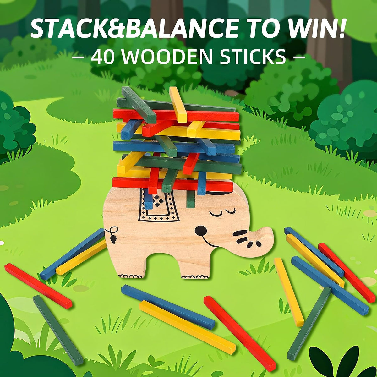 GOTHINK Tumble Tower Game for Kids and Adults - Elephant Stack Up - image 2