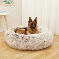 Calming Fluffy Donut Dog Bed for Large Dogs, 36" Round - 45.0"L x 45.0"W x 10.0"Th / Brown - image 2