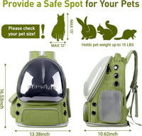 Cat Backpack Carrier Clear Bubble Window for Cats & Small Dogs up - Green - image 2