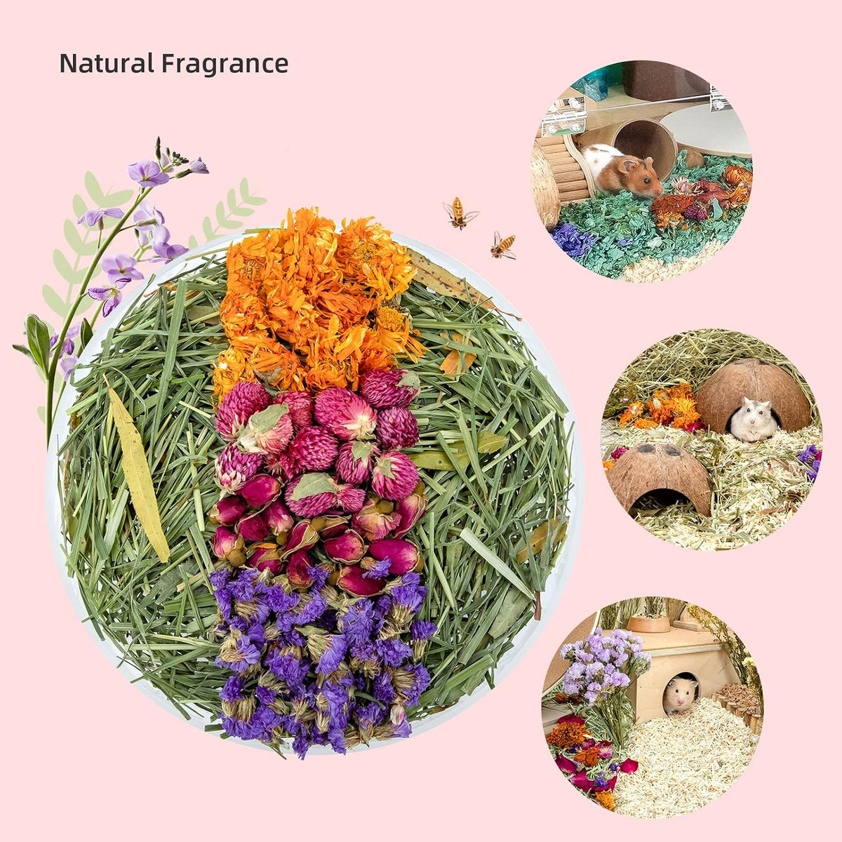 Niteangel Natural & Soft Hamster Bedding Mate: Air-Dried Flowers - Flowers Scent Path - image 4