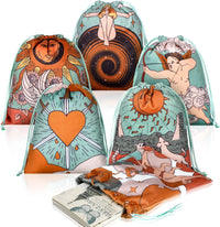 Shappy 6 Pcs Velvet Drawstring Pouches for Tarot Cards Dice - Retro Style