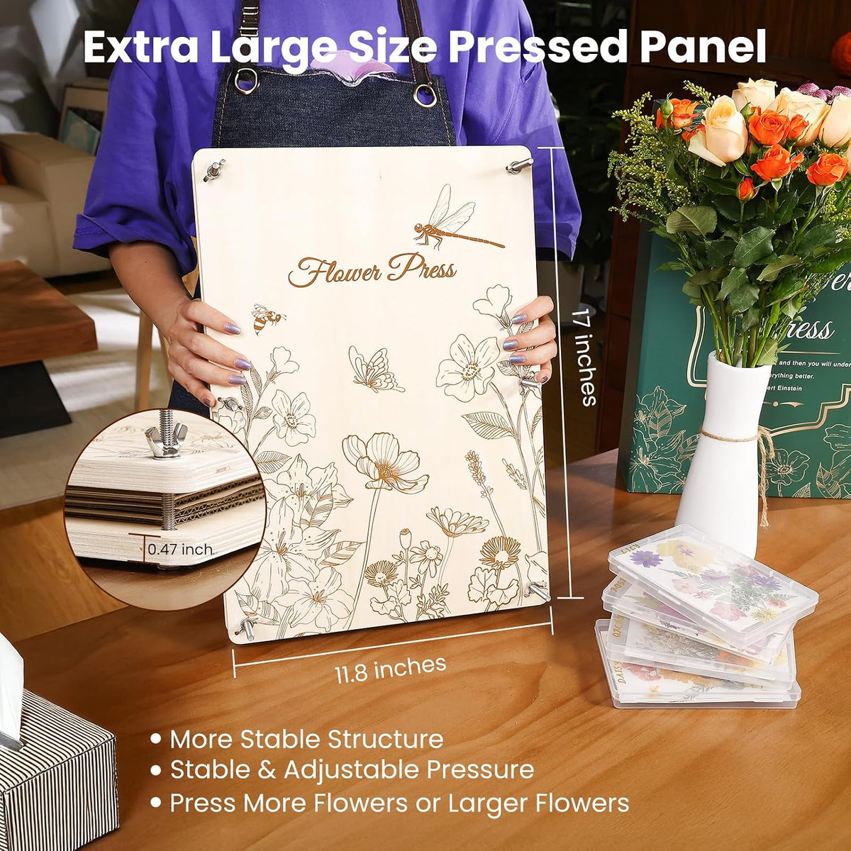 Aboofx Wooden Flower Pressing Kit - 17" x 11.8" 5 Layers - image 2