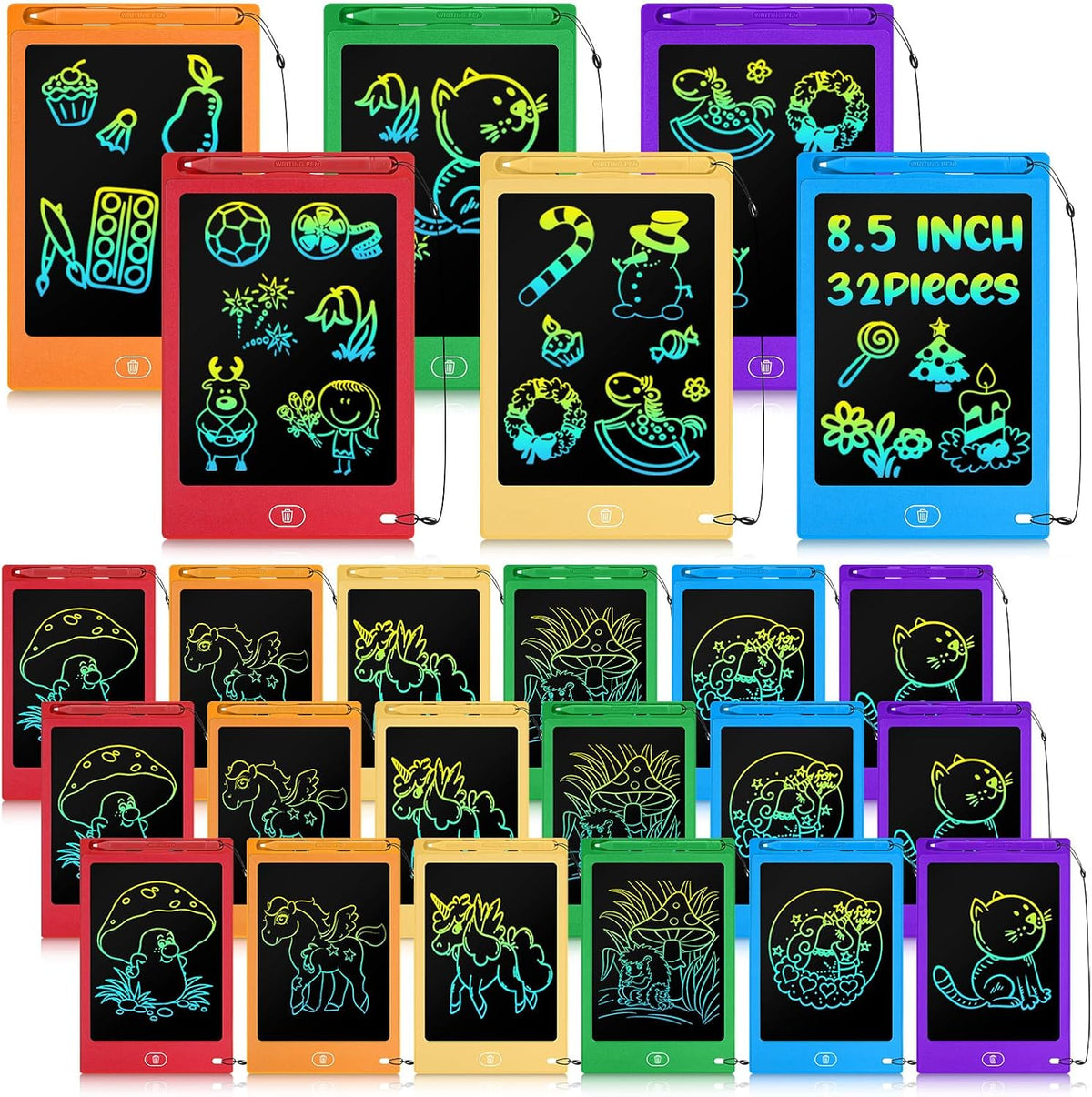 Zhehao LCD writing tablets for kids, 32 colorful 8.5 inch erasable doodle boards - view 4