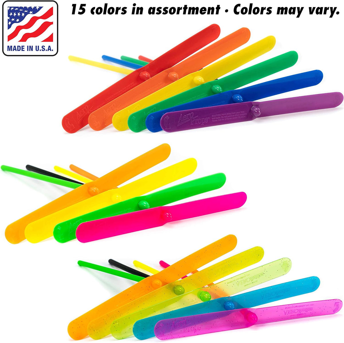 Aero Props plastic flying helicopter hand spinners in mixed colors, 10 pack - view 2
