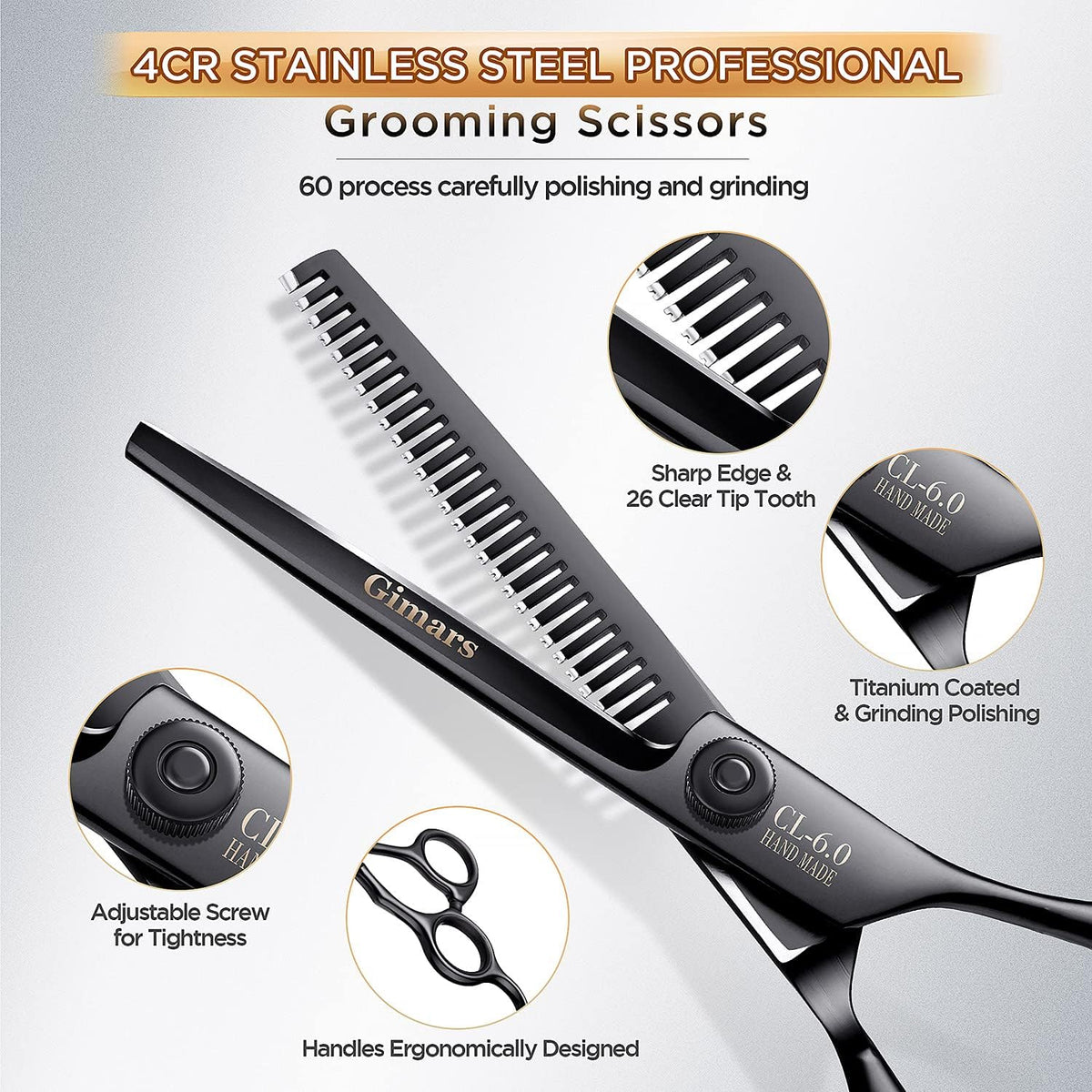Gimars Titanium Coated Professional 6 in 1 4CR Stainless Steel Dog - 7inch Round Tip 6 in 1 Professional - image 2