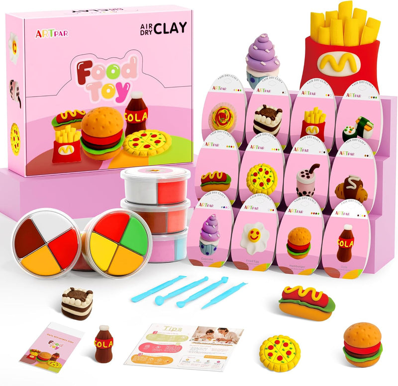ARTPAR Air Dry Clay Kit, Modeling Clay for Kids - Colorful Food Kit