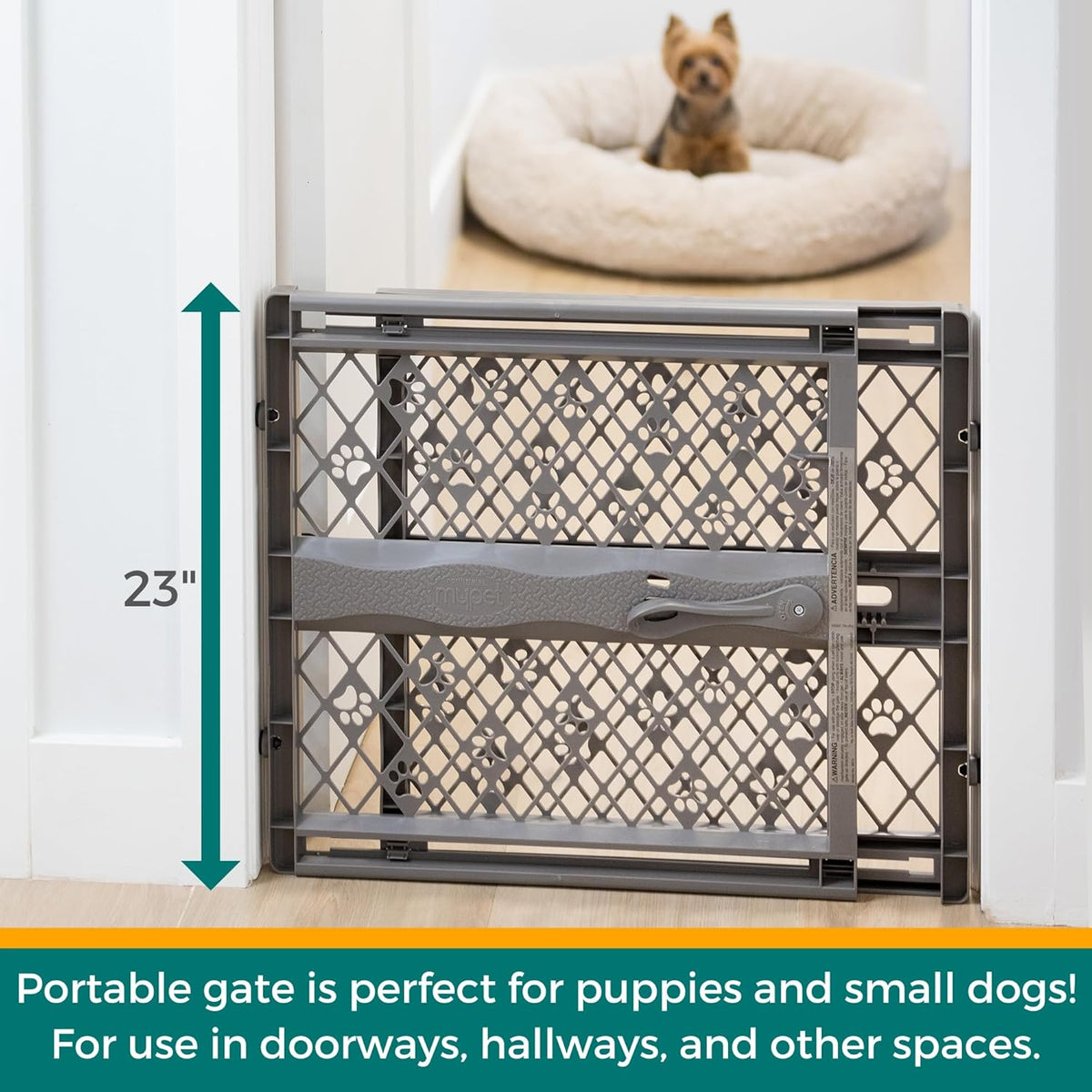 MYPET Paws Portable Pet Gate: 26-40" Wide Expandable - Fieldstone - image 2