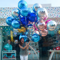 PartyWoo Metallic Silver Foil Balloons 20pcs Large Round Giant 4D - Blue-light Blue / 6 PCS-22 INCH - image 2
