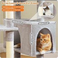 PAWZ Road Heavy Duty Cat Tree for Large Cats, 81 Inches Tall Cat Tower with 2 Perches, 2 Condos and Spacious Hammock, XL Extra Large Condo with 7 Scratching Posts for 20lb+ Adult Cats,Gray