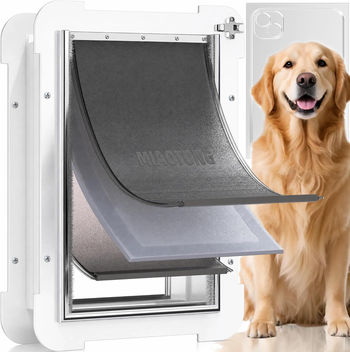 3-Flap Never Rust Extra Large Dog Door for Doors with Sliding Lock - Large / For Door
