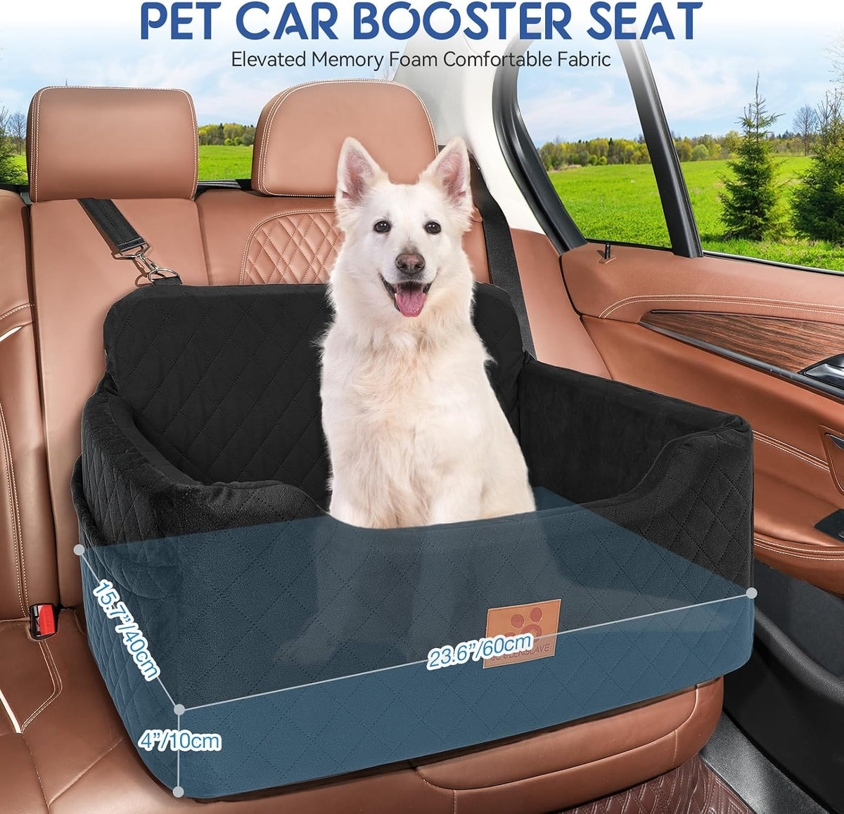 Dog Car Seat for Medium/Large Dog Under 50 lbs or 2 Small Dogs – Essentials for Dogs - Black - image 2