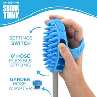 Aquapaw Dog Bath Brush Pro & Dog Shower Attachment - Large Silicone Rubber - Sprayer & Scrubber in One with 8ft Hose Attachment & Shower Wand for Bathing - Pet Bath Supplies