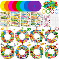 Hollowfly Thanksgiving paper wreath craft kits with gem stickers, ribbons and wool balls - view 9