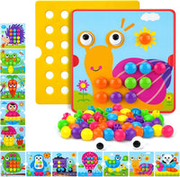 Button Art Toys for Toddlers Ages 3+, Mosaic Peg Board – Fun for Kids & Family - Animal