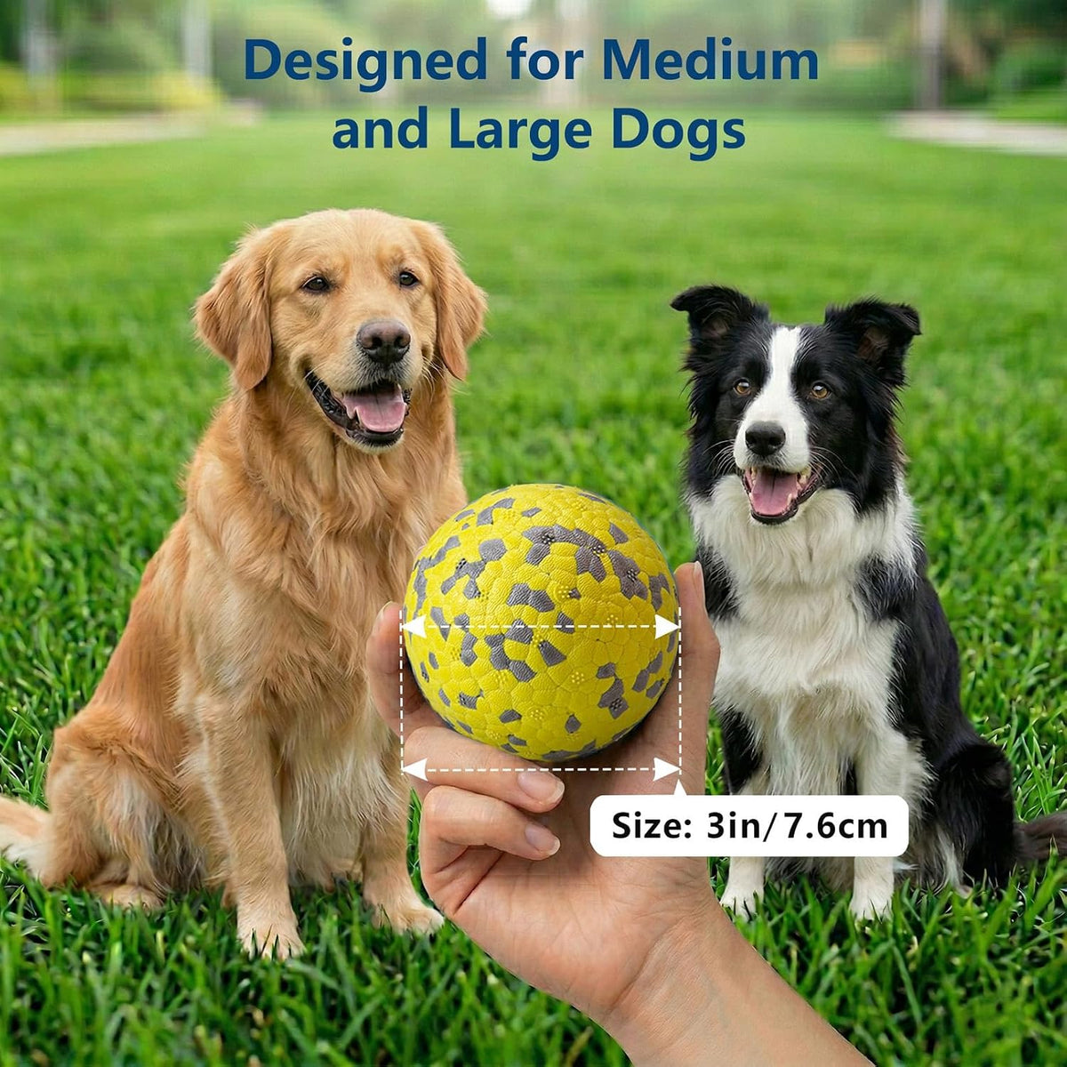Dog Balls, Indestructible Dog Tennis Balls for Aggressive Chewers – Essentials for Dogs - Blue & Yellow (4-Pack) / Medium (3" diameter) - image 3
