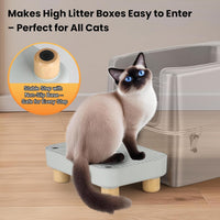 Litter Box Step, Litter Box Ramp/Catcher with Wooden Base - Light Gray - image 4