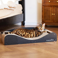 FUKUMARU Cardboard Cat Scratcher Bed - Black