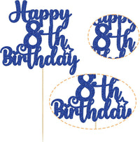 Gyufise 1Pc Happy 80th Birthday Cake Topper Glitter Cheers to 80 - 8th / Blue - image 3